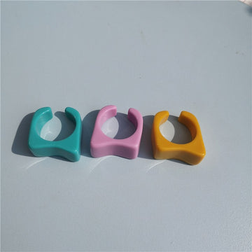 5pcs/1SET Korea 2021 Chic Colorful Transparent Resin Acrylic Rings Hot Morandi Color Women Party aesthetic Jewelry Ring Set daiiibabyyy
